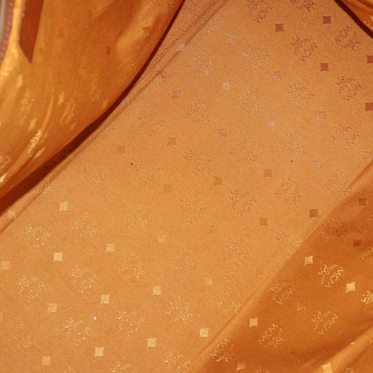 MCM Logogram Vicetos Boston Bag PVC Leather 2way Brown Gold Auth 151039