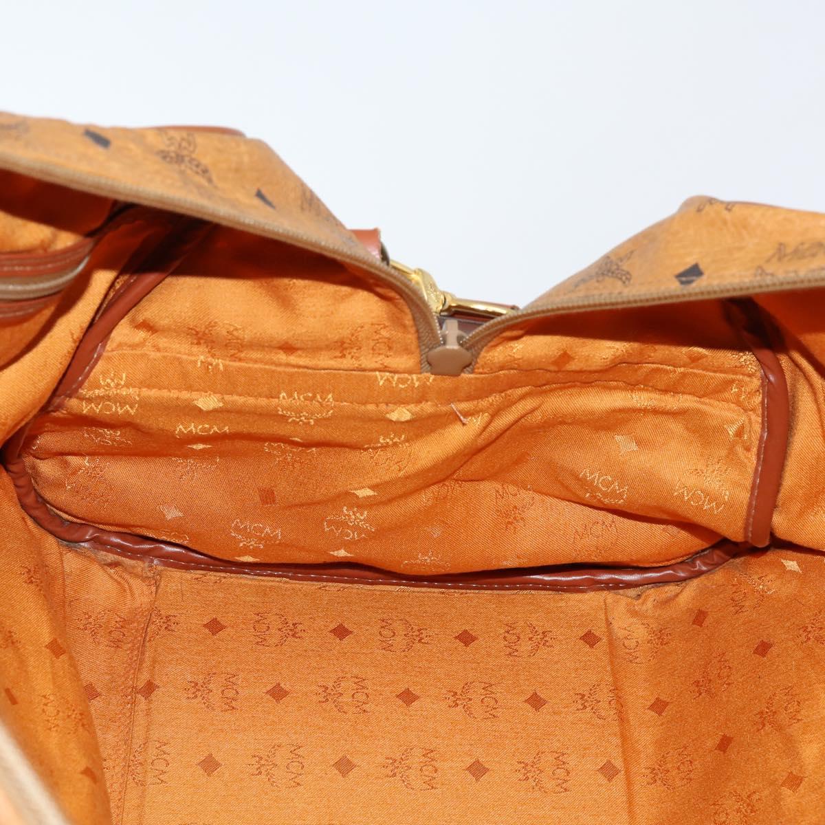 MCM Logogram Vicetos Boston Bag PVC Leather 2way Brown Gold Auth 151039