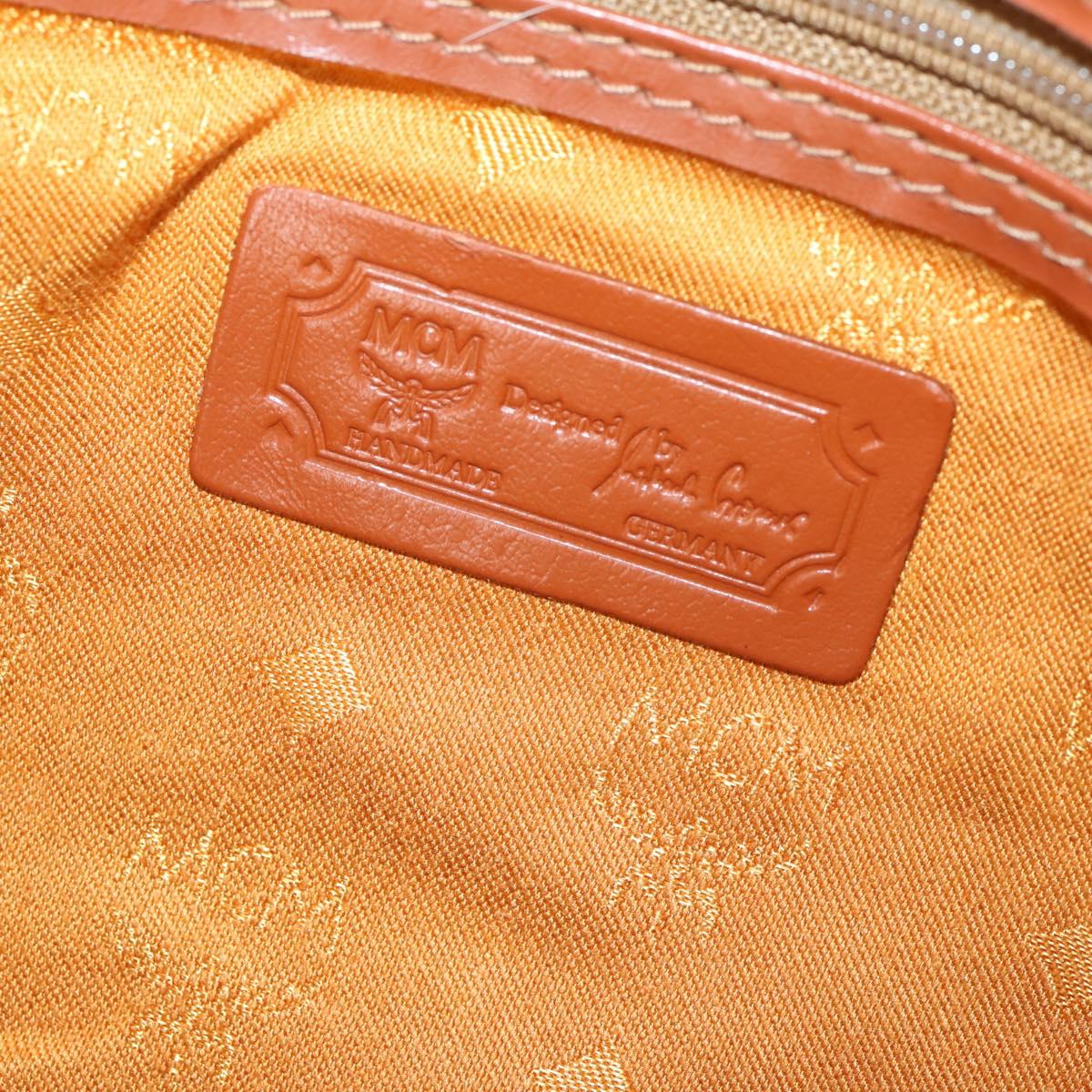 MCM Logogram Vicetos Boston Bag PVC Leather 2way Brown Gold Auth 151039