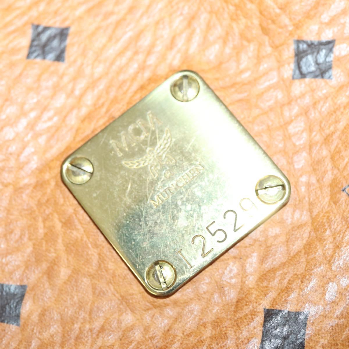 MCM Logogram Vicetos Boston Bag PVC Leather 2way Brown Gold Auth 151039