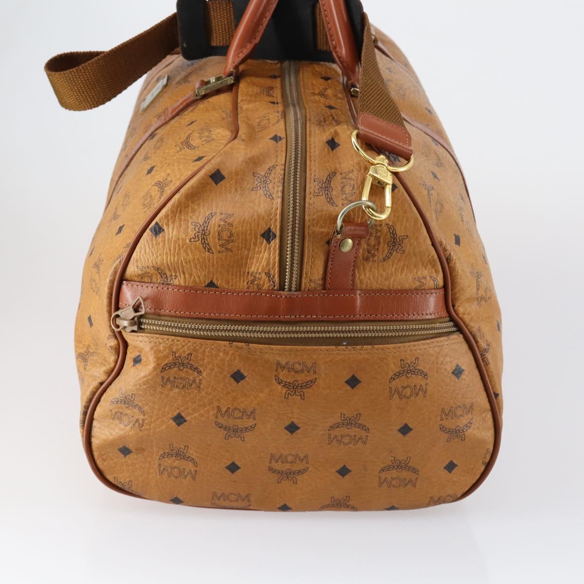 MCM Logogram Vicetos Boston Bag PVC Leather 2way Brown Gold Auth 151039