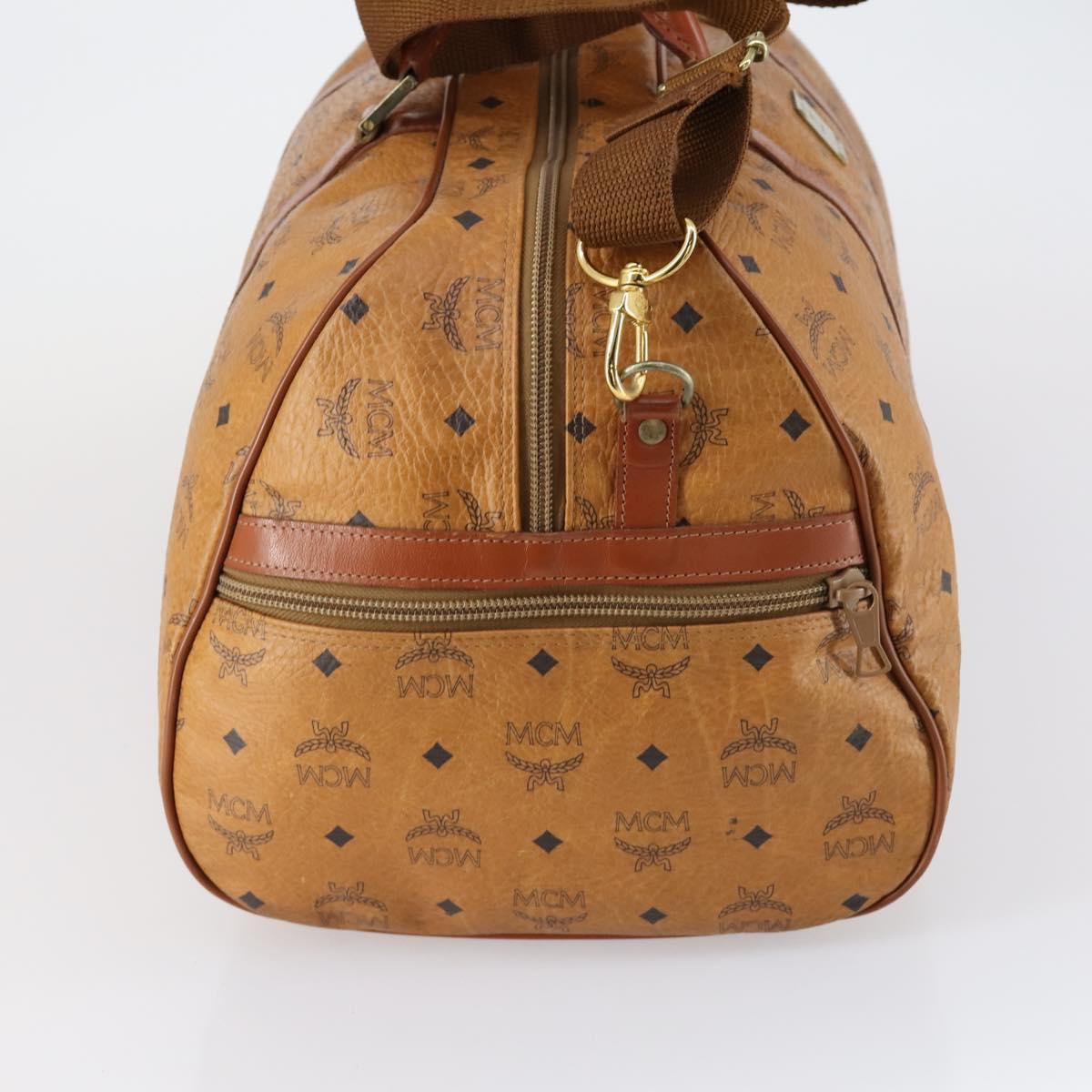 MCM Logogram Vicetos Boston Bag PVC Leather 2way Brown Gold Auth 151039