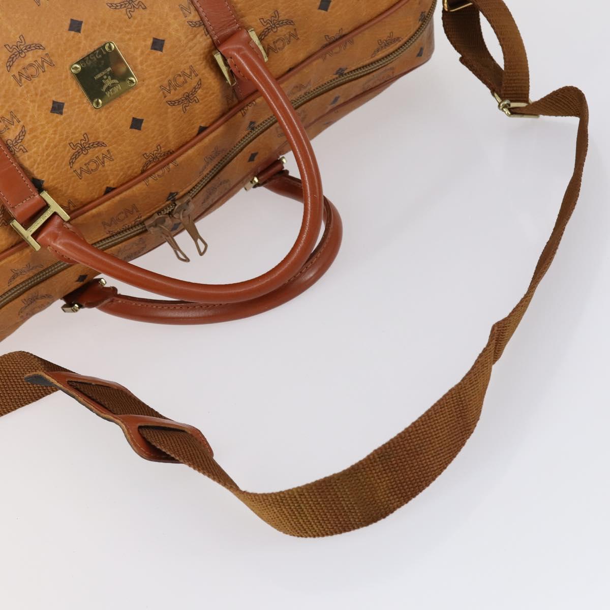 MCM Logogram Vicetos Boston Bag PVC Leather 2way Brown Gold Auth 151039