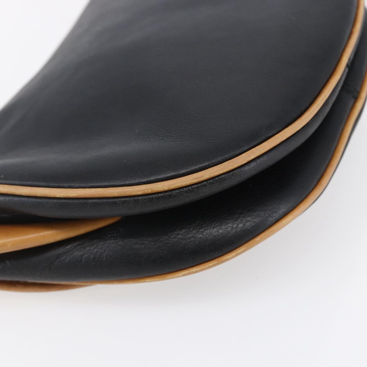 CELINE Shoulder Bag Leather Black Gold Auth 151040