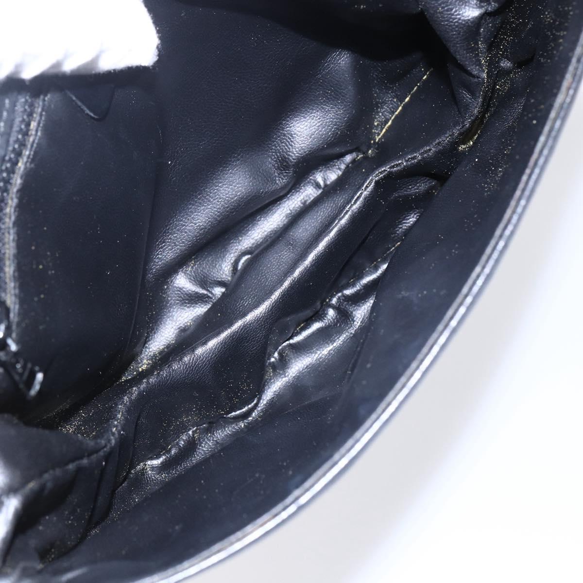 CELINE Shoulder Bag Leather Black Gold Auth 151040