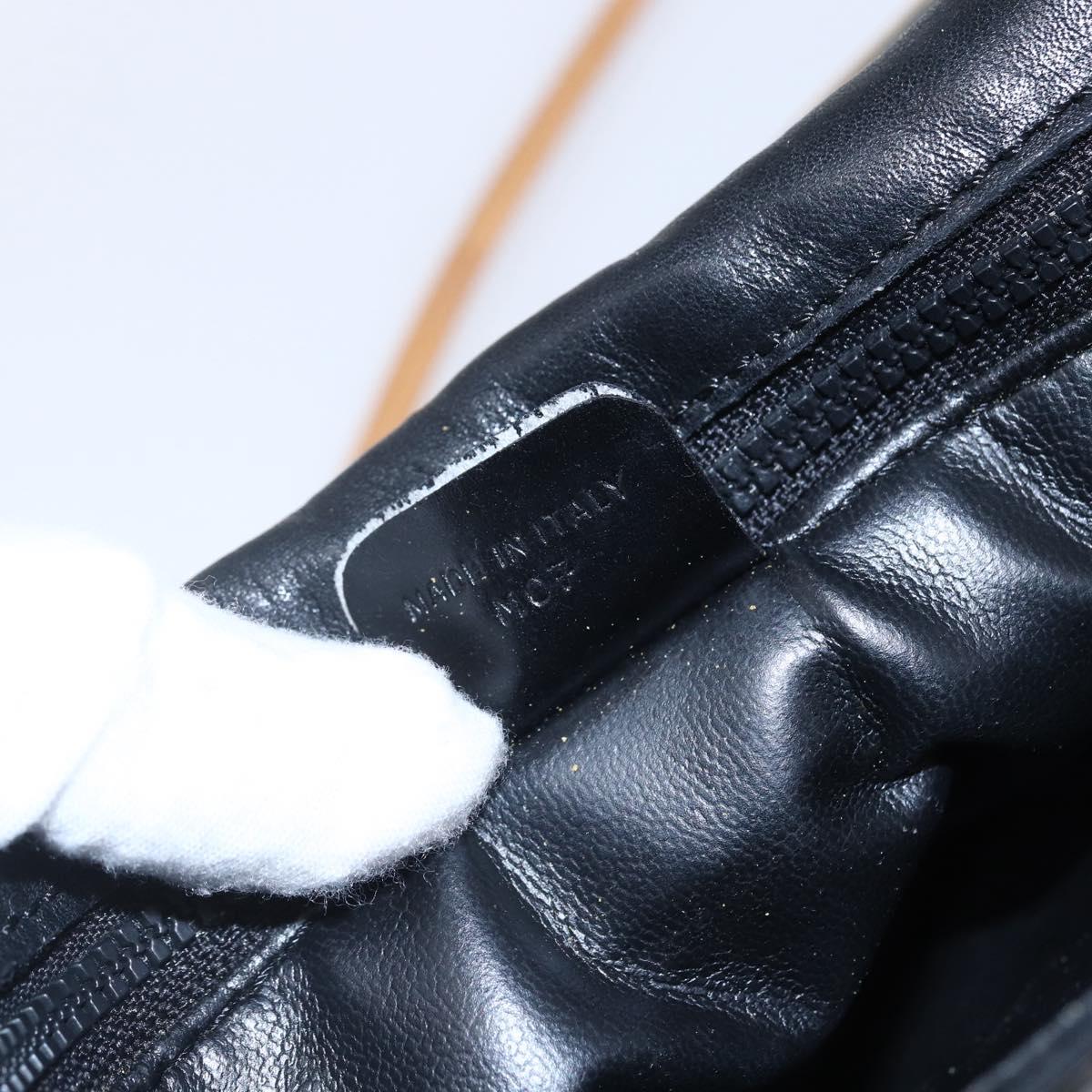 CELINE Shoulder Bag Leather Black Gold Auth 151040