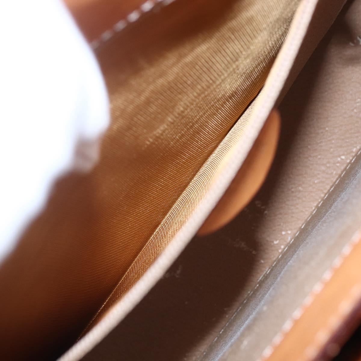 CELINE Macadam Canvas Boston Bag PVC Leather White Gold Auth 151042