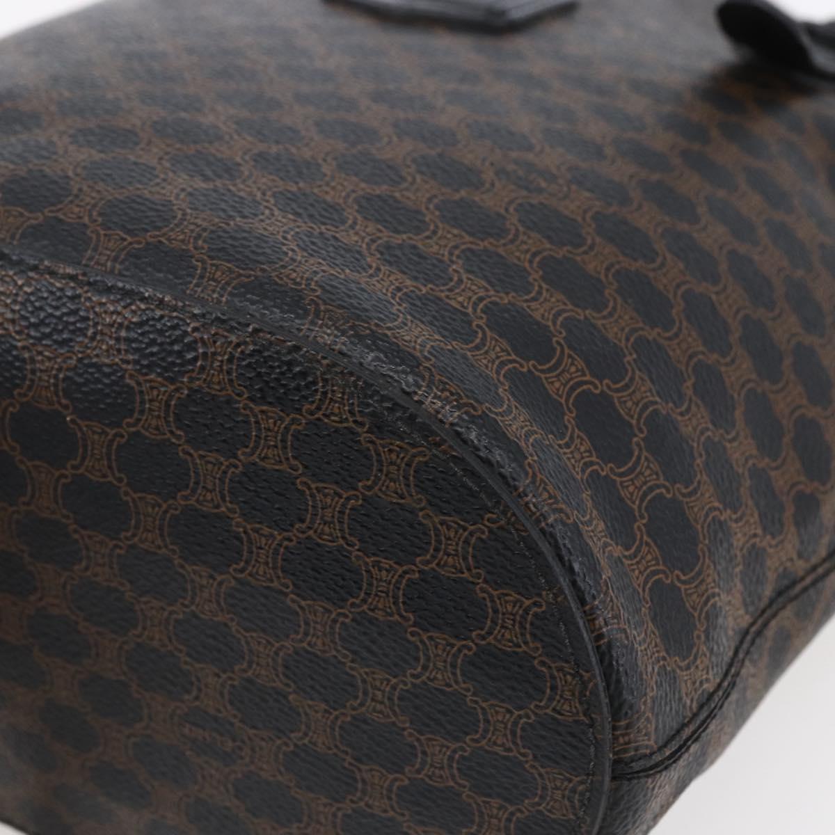 CELINE Macadam Canvas Tote Bag PVC Leather Black Gold Auth 151043