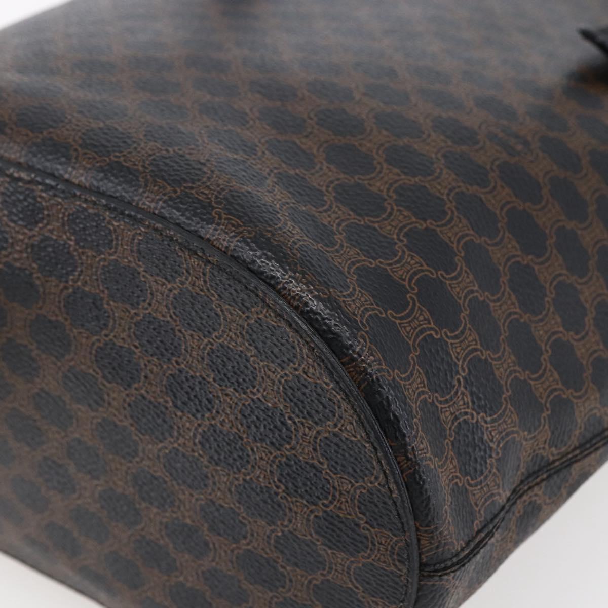 CELINE Macadam Canvas Tote Bag PVC Leather Black Gold Auth 151043