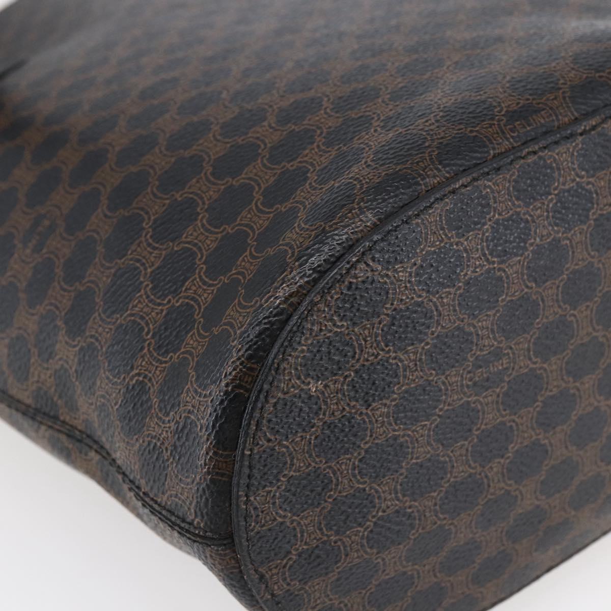 CELINE Macadam Canvas Tote Bag PVC Leather Black Gold Auth 151043