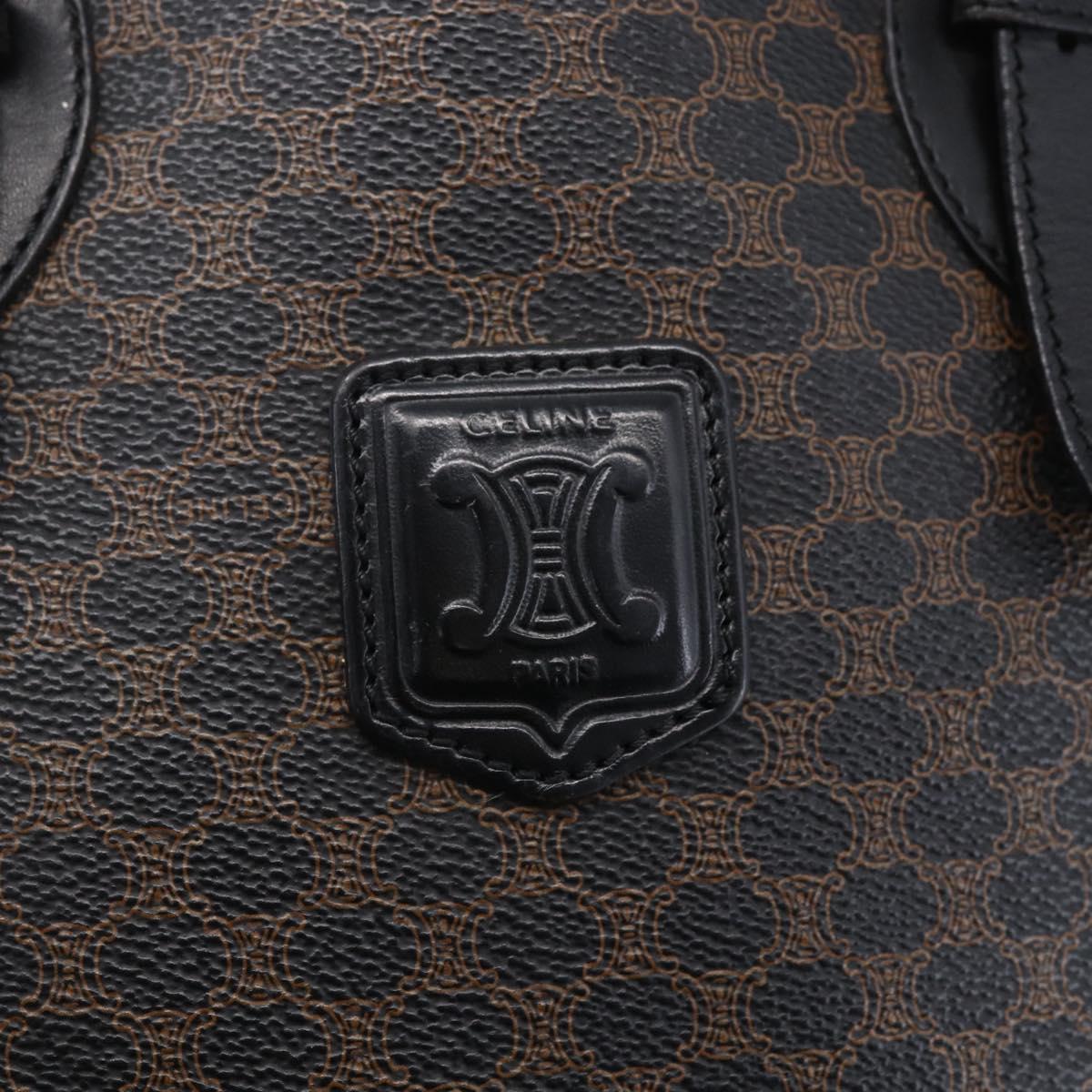 CELINE Macadam Canvas Tote Bag PVC Leather Black Gold Auth 151043