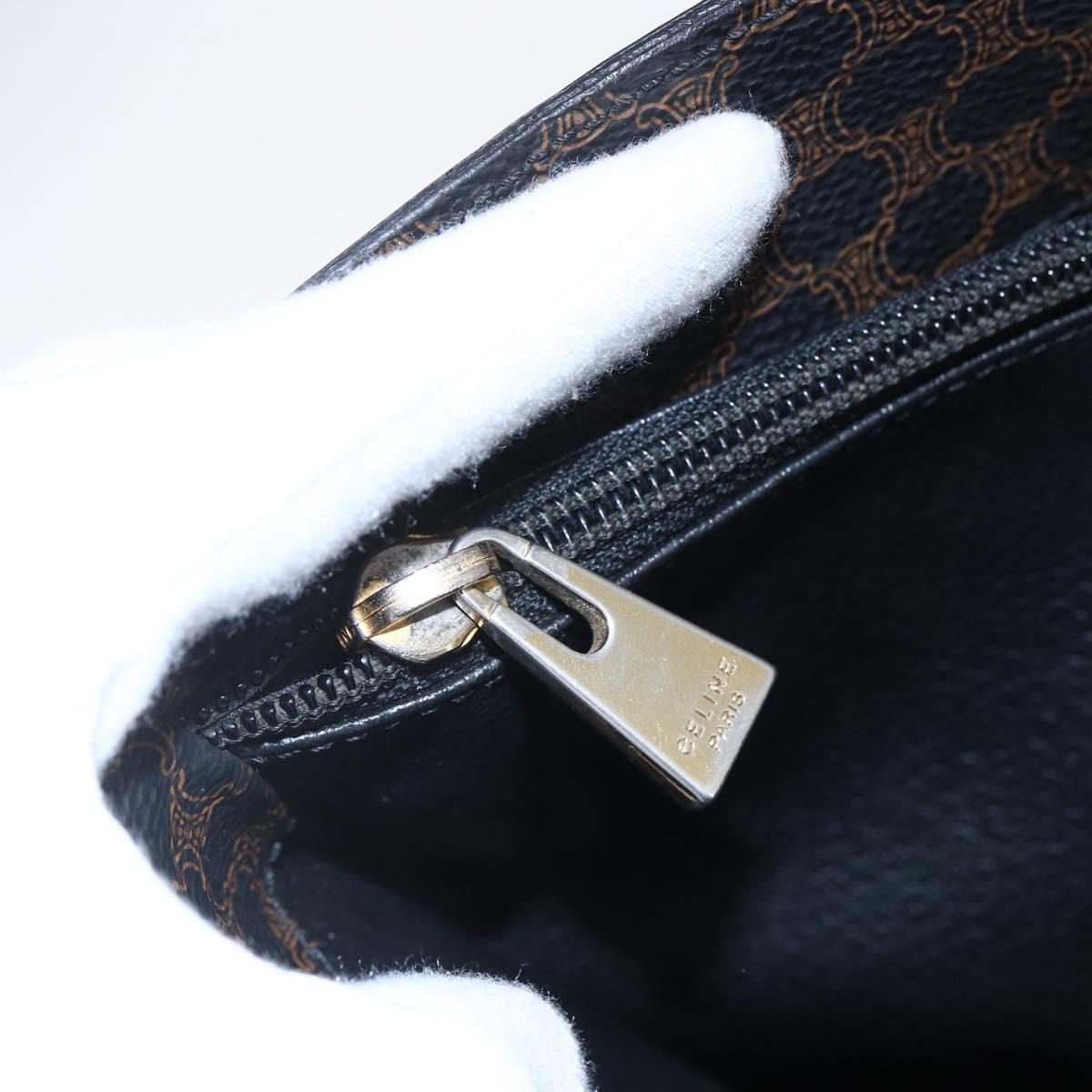 CELINE Macadam Canvas Tote Bag PVC Leather Black Gold Auth 151043