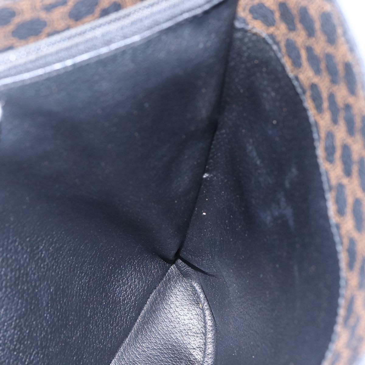 CELINE Macadam Canvas Tote Bag PVC Leather Black Gold Auth 151043