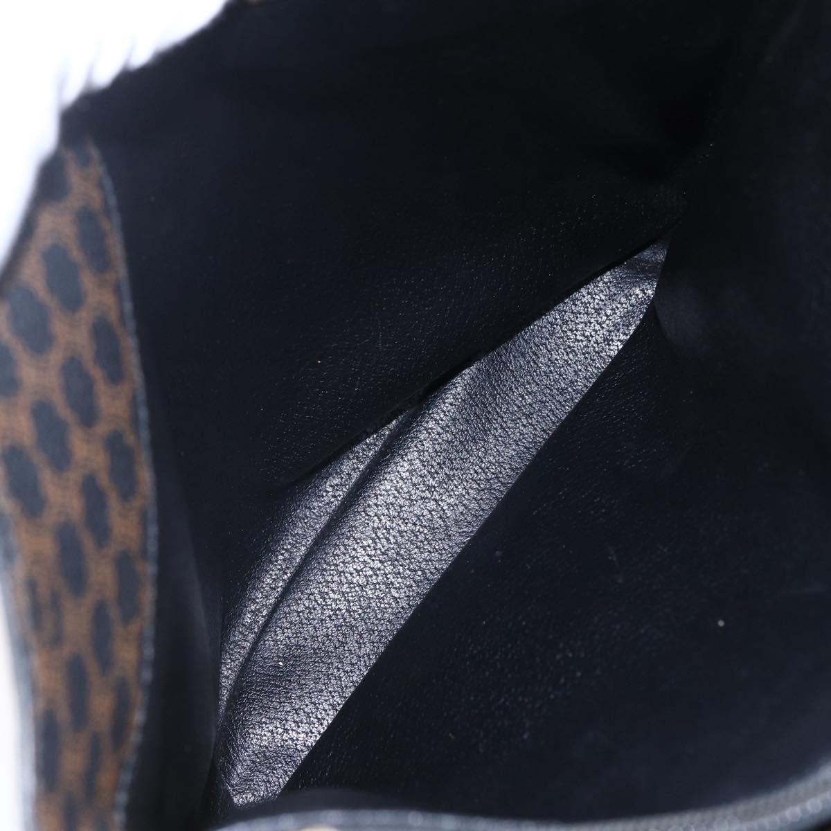 CELINE Macadam Canvas Tote Bag PVC Leather Black Gold Auth 151043