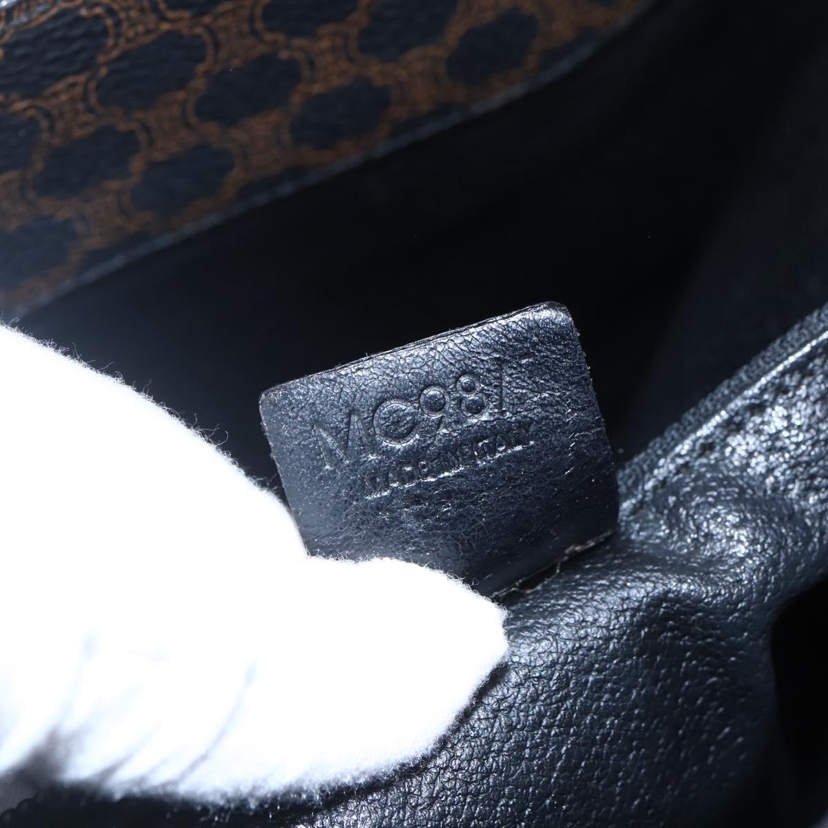 CELINE Macadam Canvas Tote Bag PVC Leather Black Gold Auth 151043