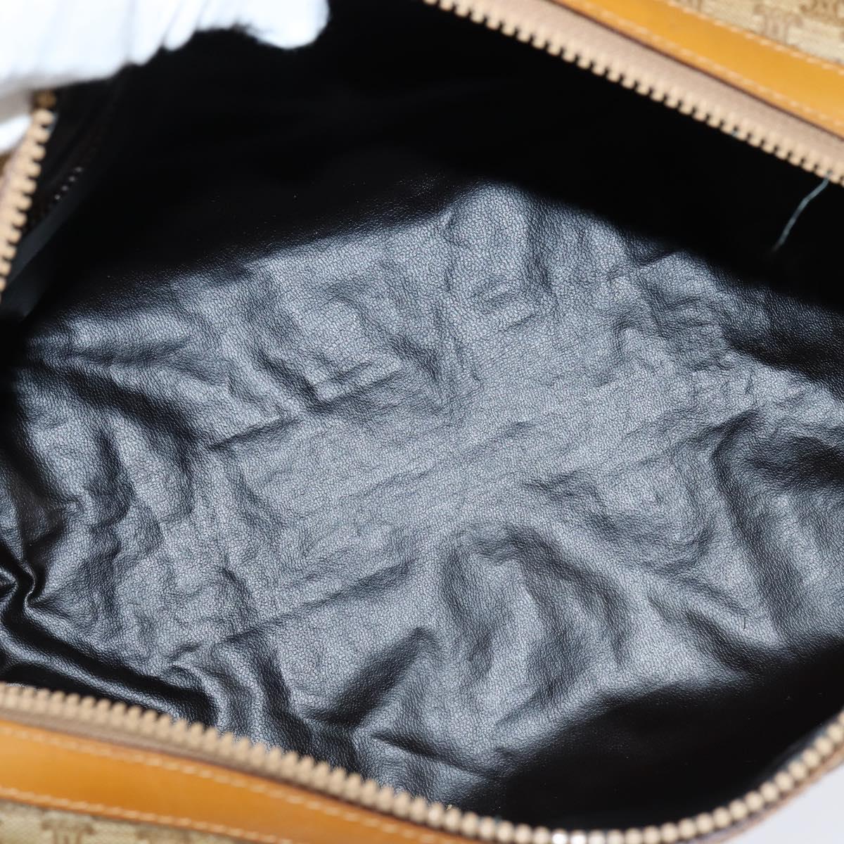 CELINE Macadam Canvas Boston Bag PVC Beige Gold Auth 151045