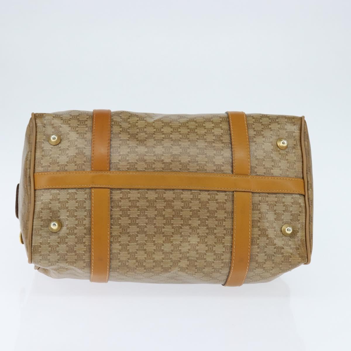 CELINE Macadam Canvas Boston Bag PVC Beige Gold Auth 151045
