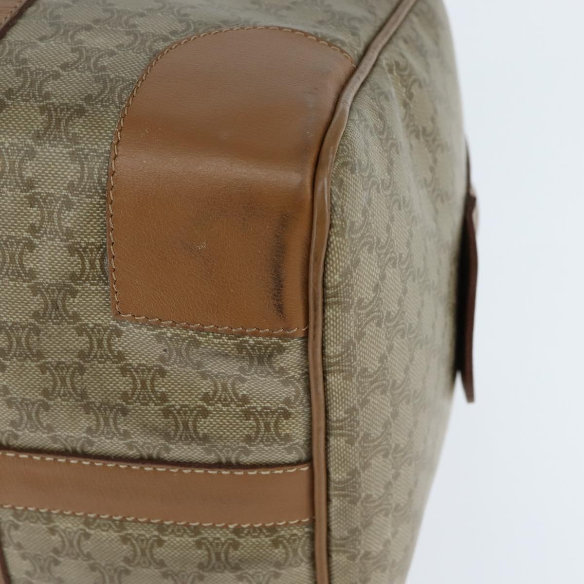 CELINE Macadam Canvas Boston Bag PVC Beige Gold Auth 151046