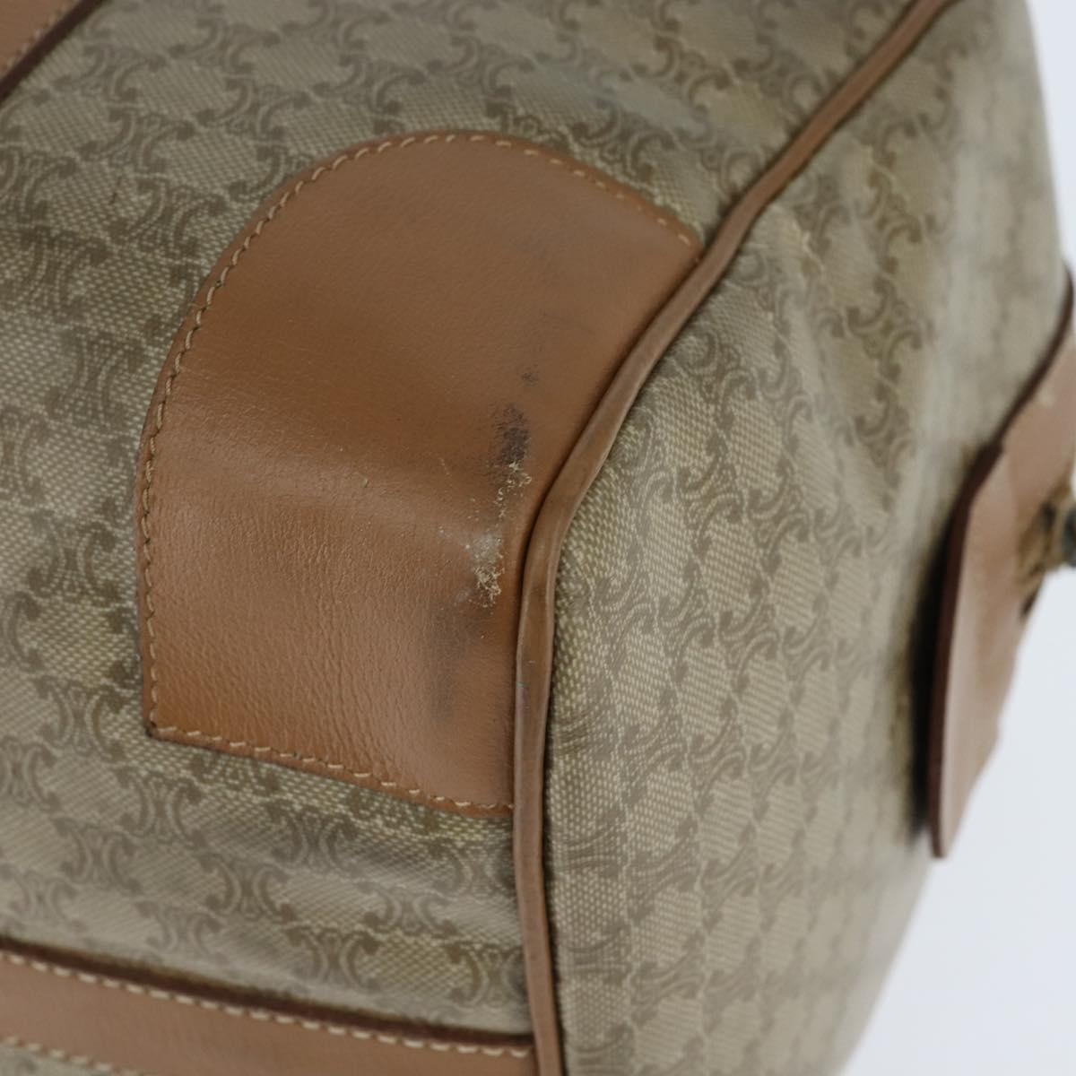 CELINE Macadam Canvas Boston Bag PVC Beige Gold Auth 151046