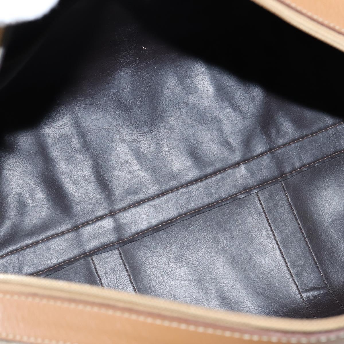 CELINE Macadam Canvas Boston Bag PVC Beige Gold Auth 151046