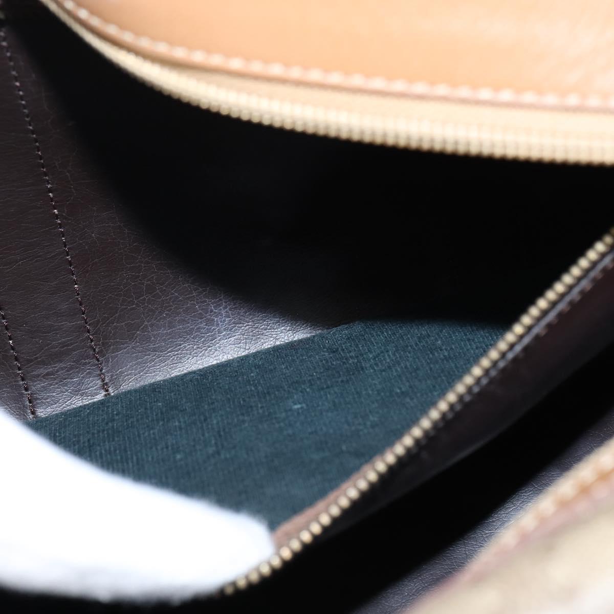 CELINE Macadam Canvas Boston Bag PVC Beige Gold Auth 151046