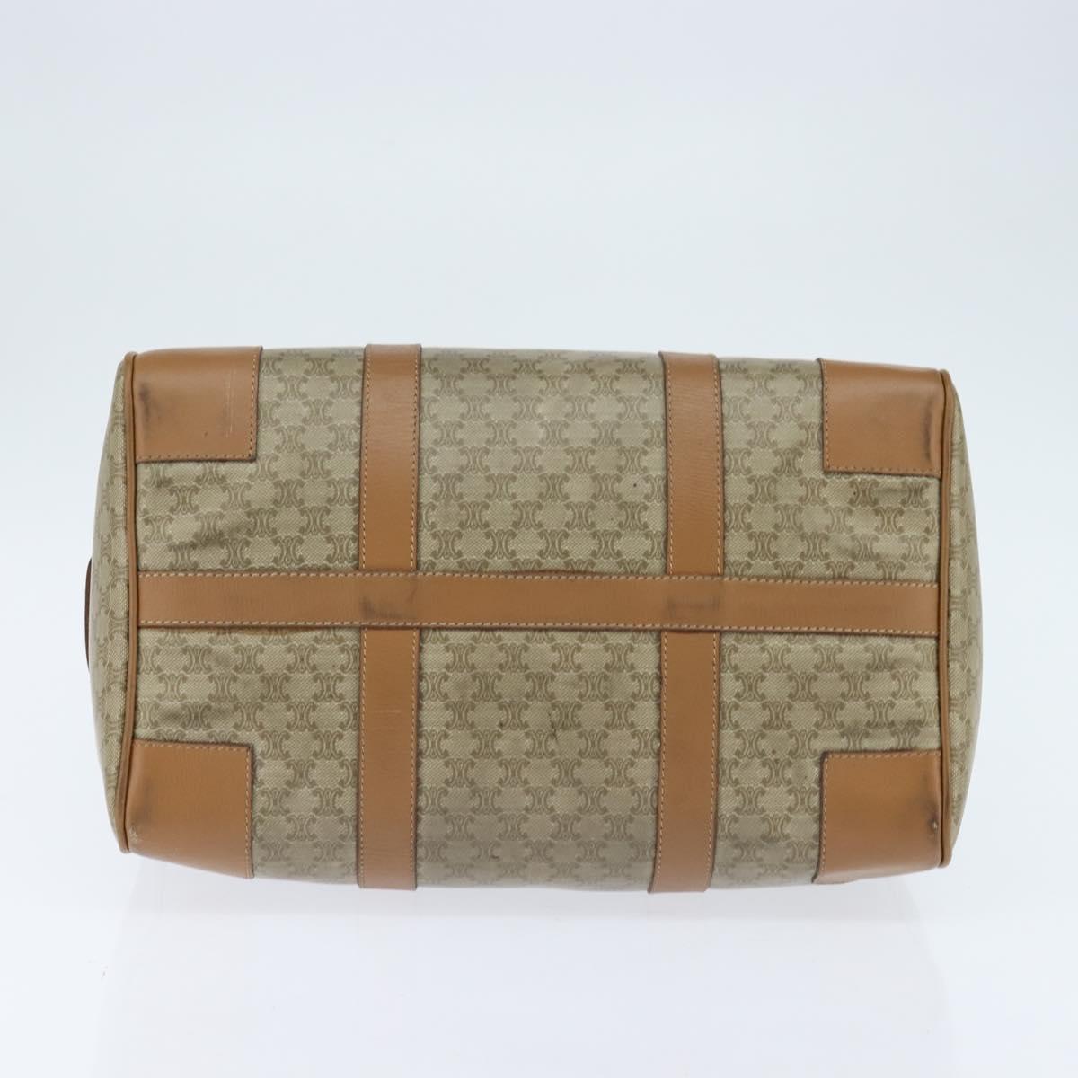 CELINE Macadam Canvas Boston Bag PVC Beige Gold Auth 151046