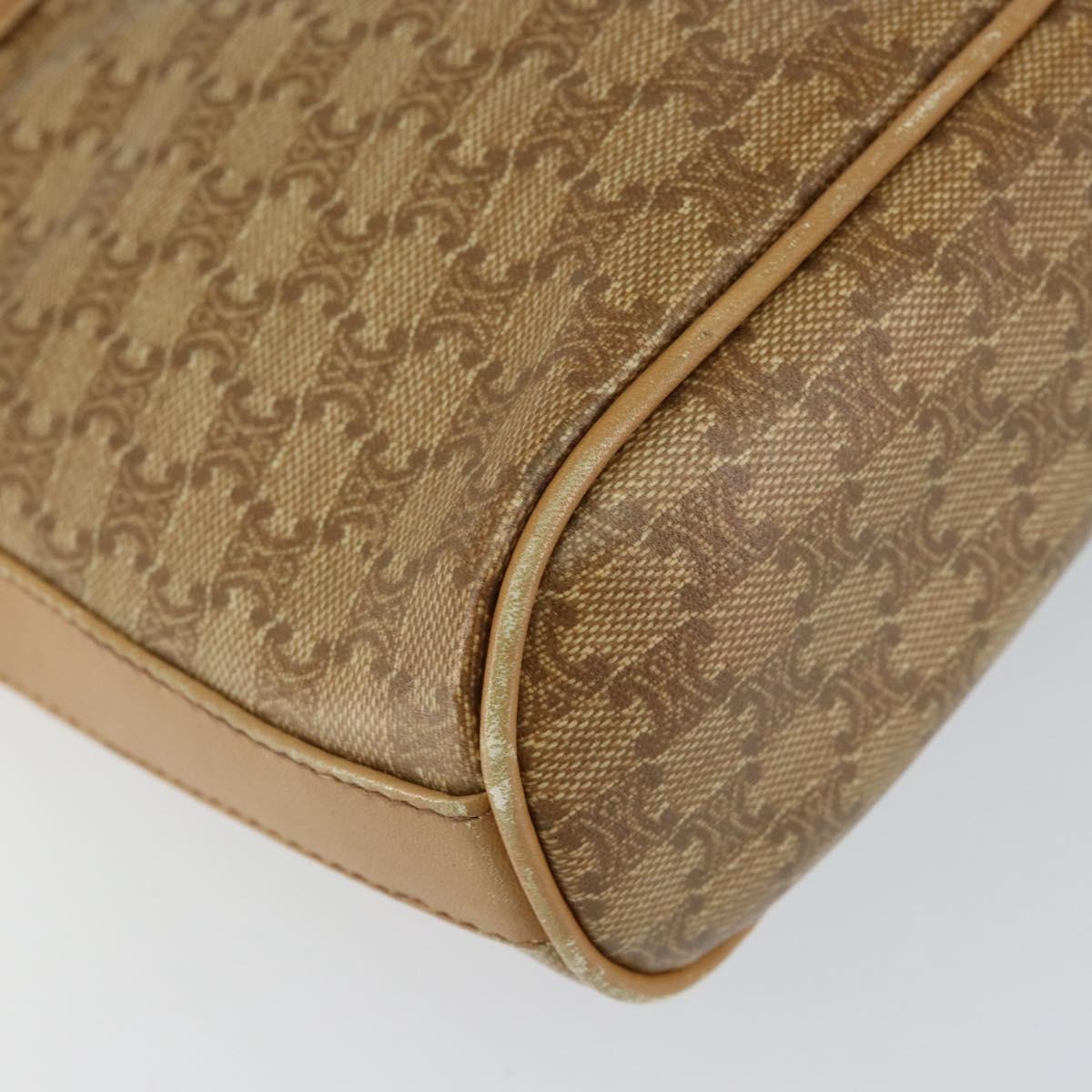 CELINE Macadam Canvas Shoulder Bag PVC Beige Gold Auth 151047