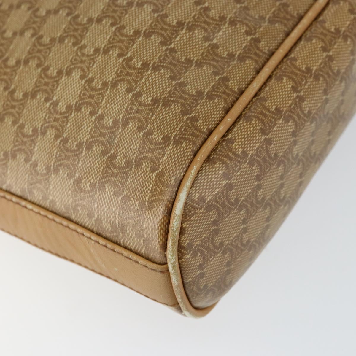 CELINE Macadam Canvas Shoulder Bag PVC Beige Gold Auth 151047