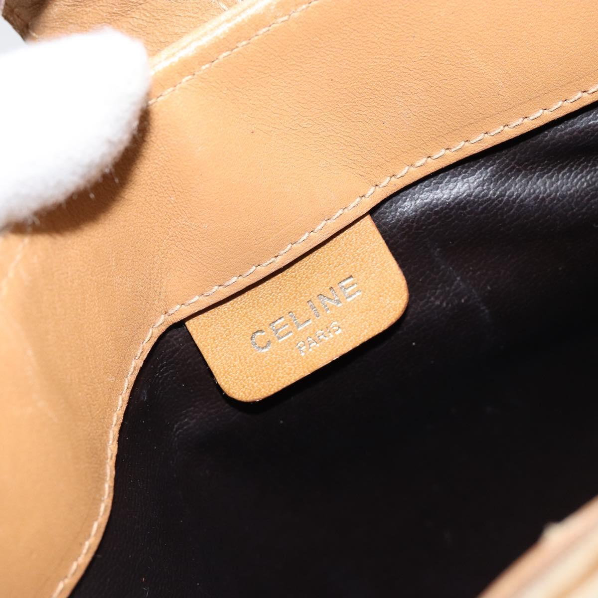 CELINE Macadam Canvas Shoulder Bag PVC Beige Gold Auth 151047