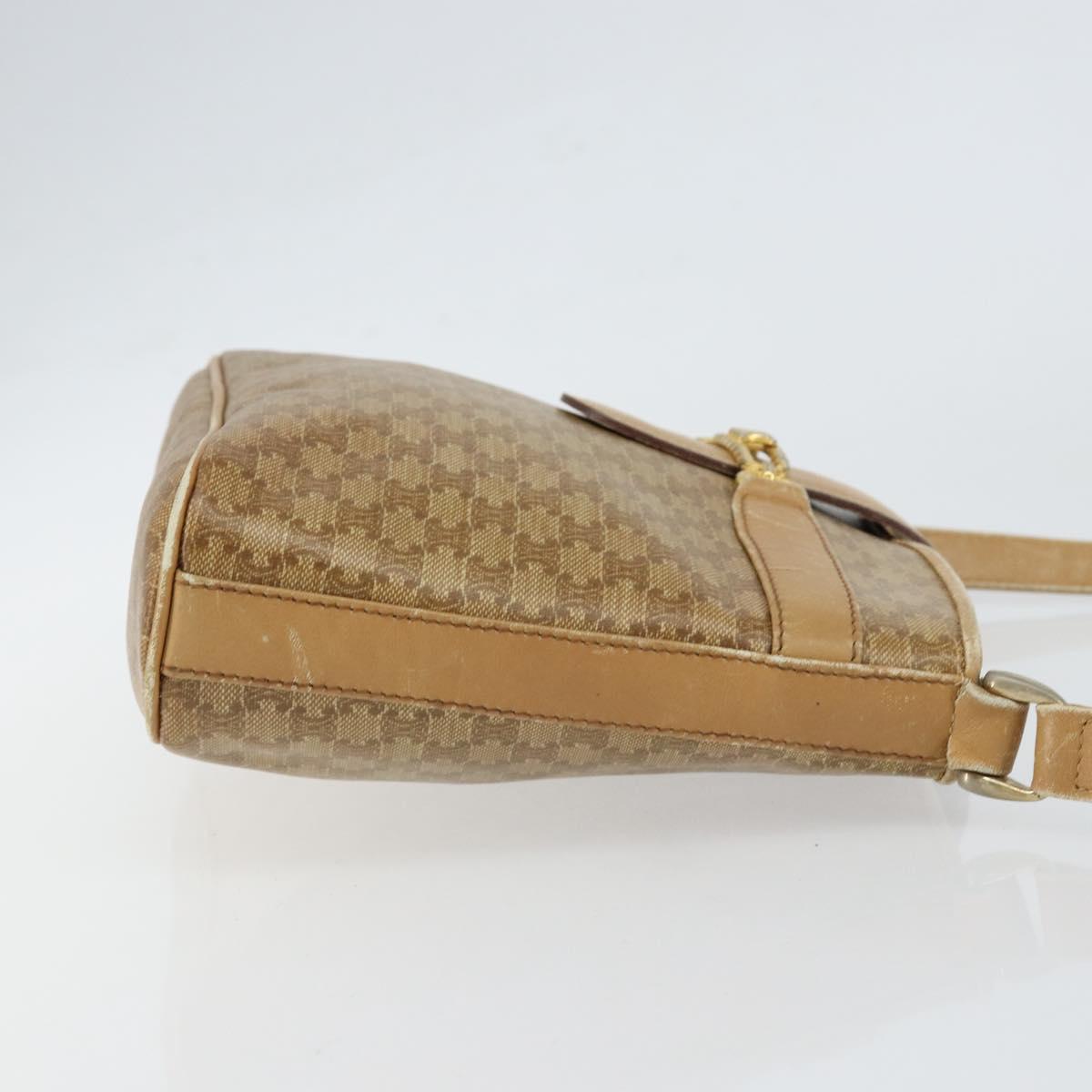 CELINE Macadam Canvas Shoulder Bag PVC Beige Gold Auth 151047
