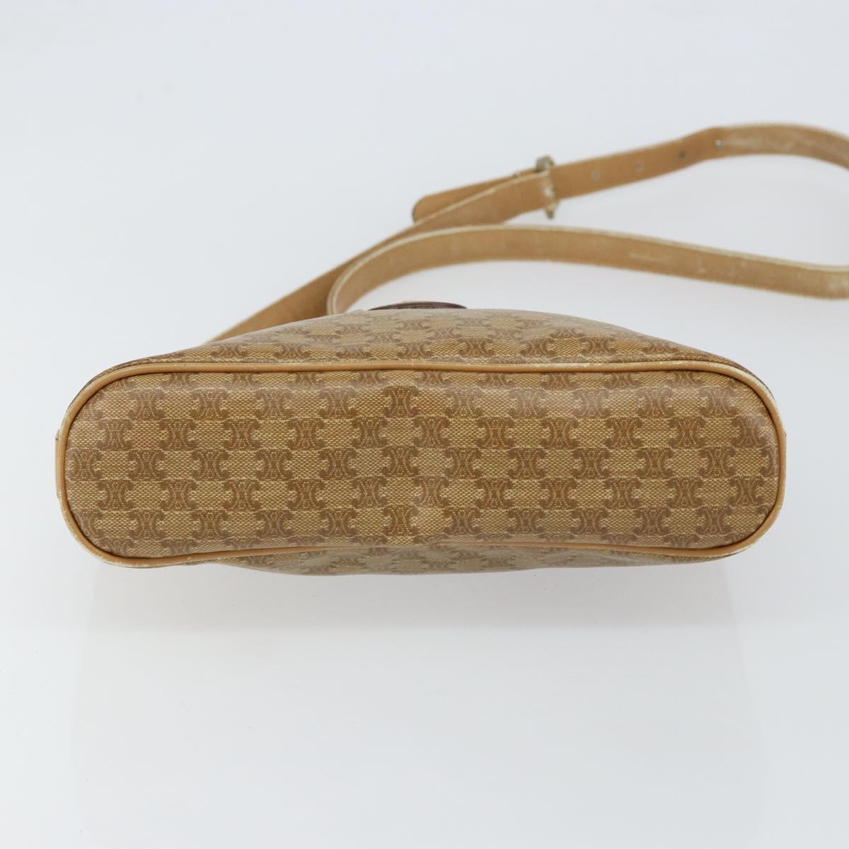 CELINE Macadam Canvas Shoulder Bag PVC Beige Gold Auth 151047