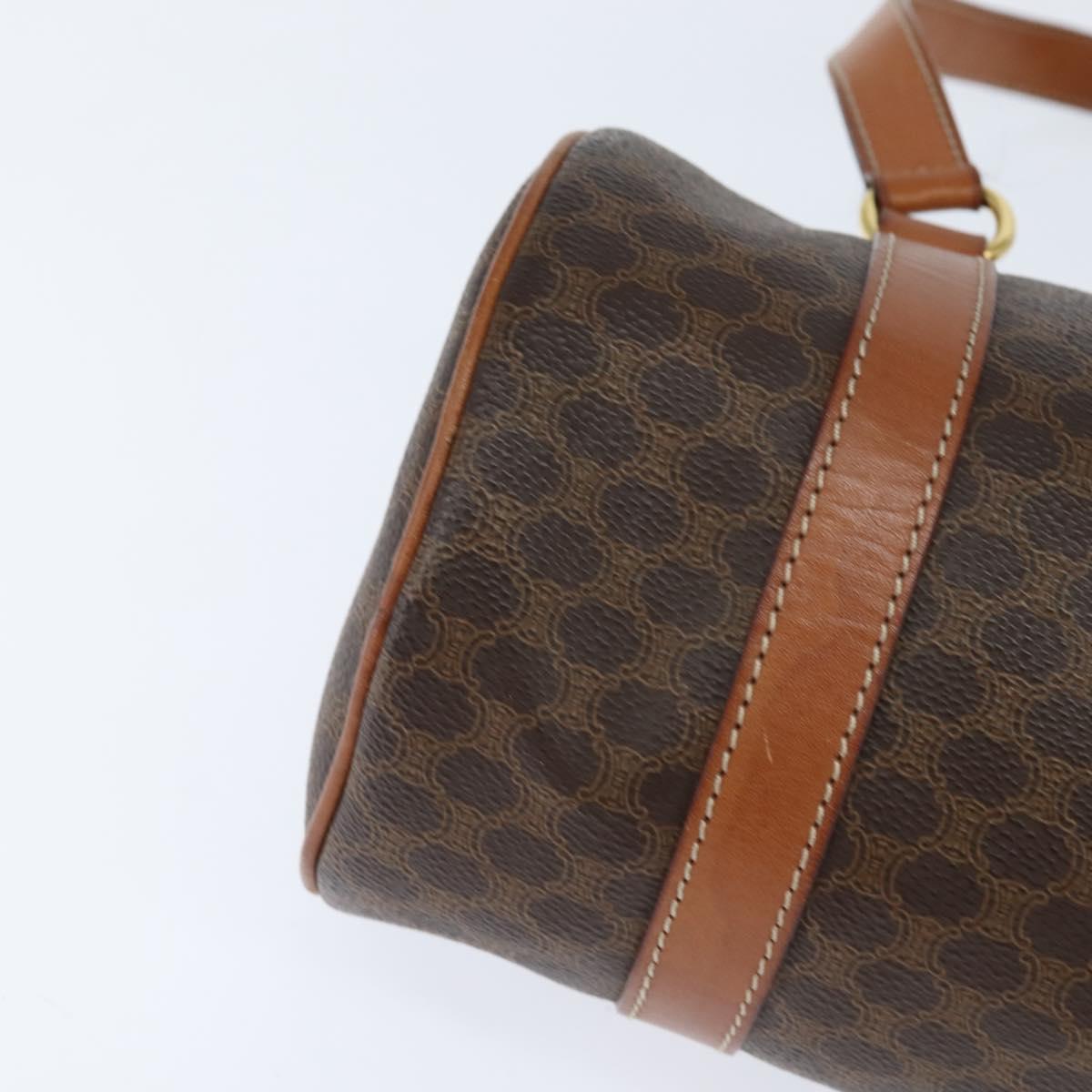 CELINE Macadam Canvas Shoulder Bag PVC Leather Brown Gold Auth 151048