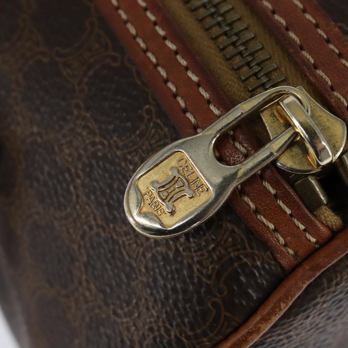 CELINE Macadam Canvas Shoulder Bag PVC Leather Brown Gold Auth 151048