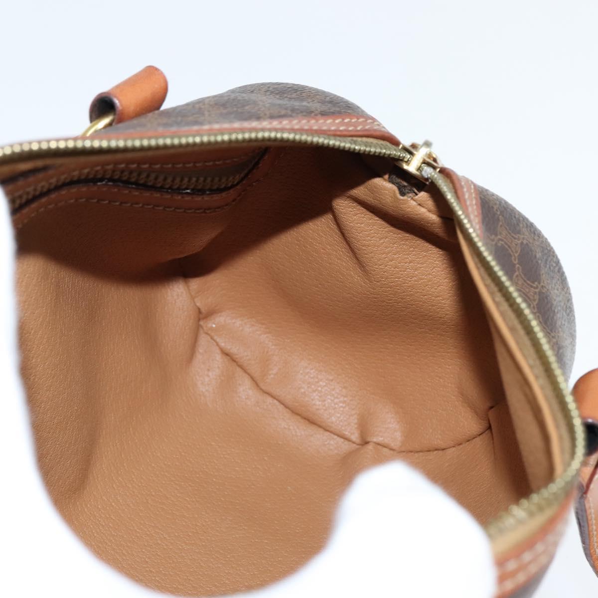 CELINE Macadam Canvas Shoulder Bag PVC Leather Brown Gold Auth 151048