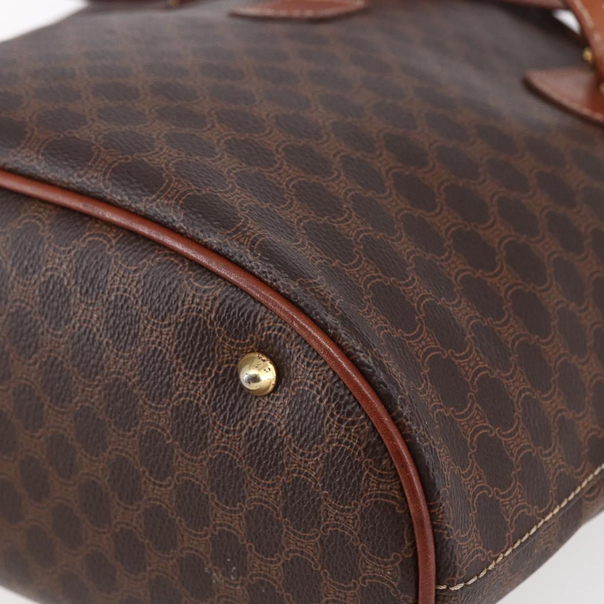 CELINE Macadam Canvas Tote Bag PVC Leather Brown Gold Auth 151049
