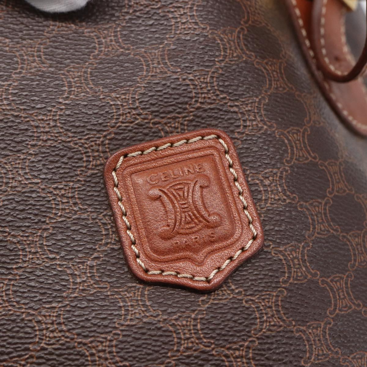 CELINE Macadam Canvas Tote Bag PVC Leather Brown Gold Auth 151049