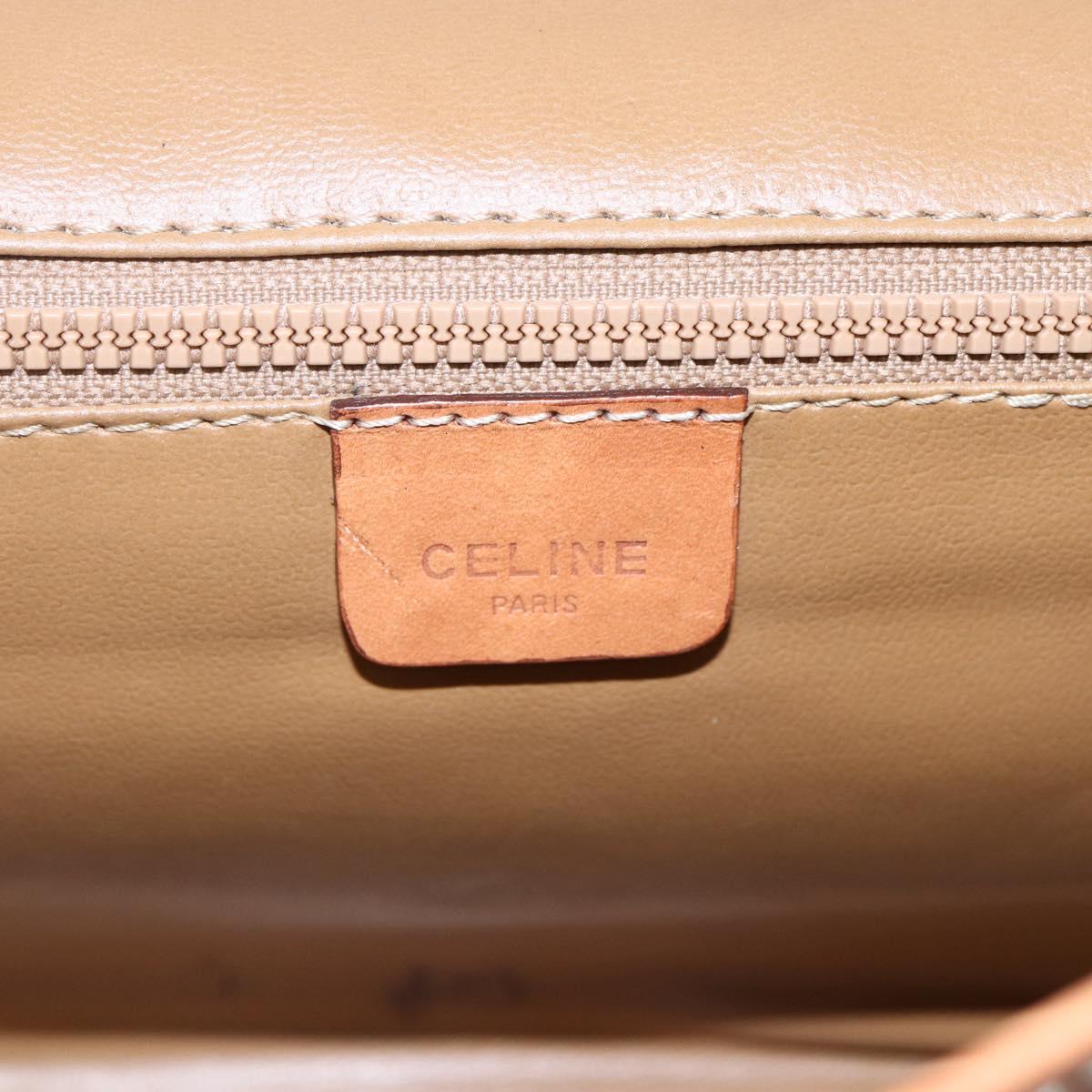 CELINE Macadam Canvas Shoulder Bag PVC Leather Brown Gold Auth 151050