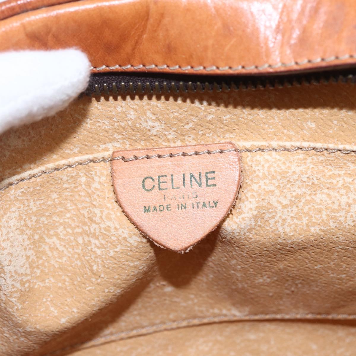 CELINE Macadam Canvas Shoulder Bag PVC Leather Brown Gold Auth 151051