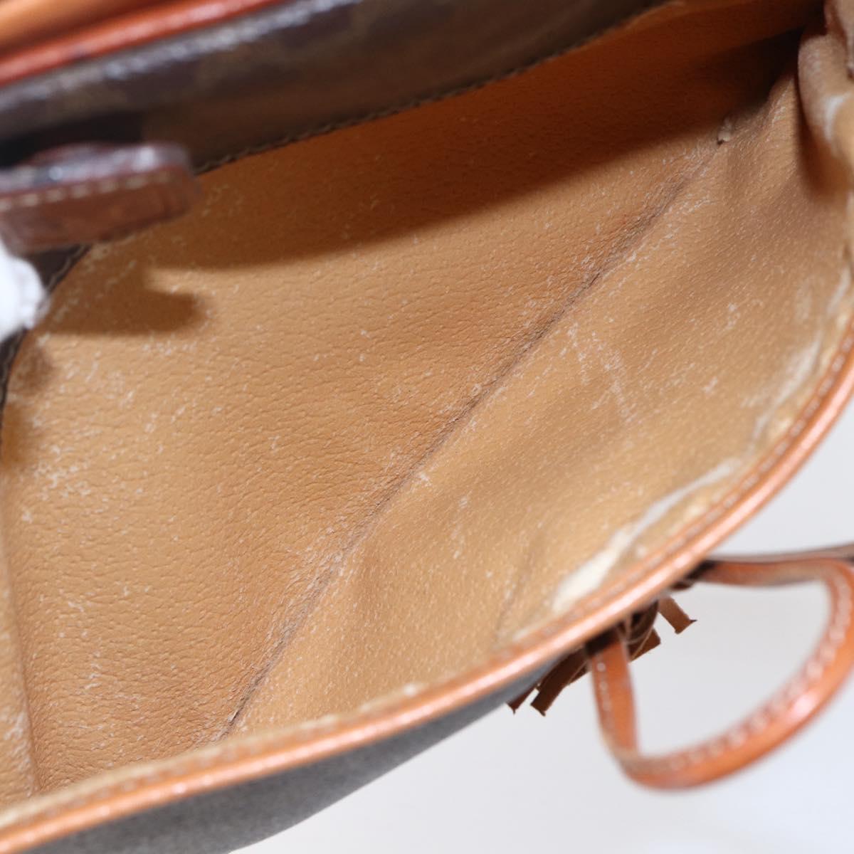 CELINE Macadam Canvas Shoulder Bag PVC Leather Brown Gold Auth 151051