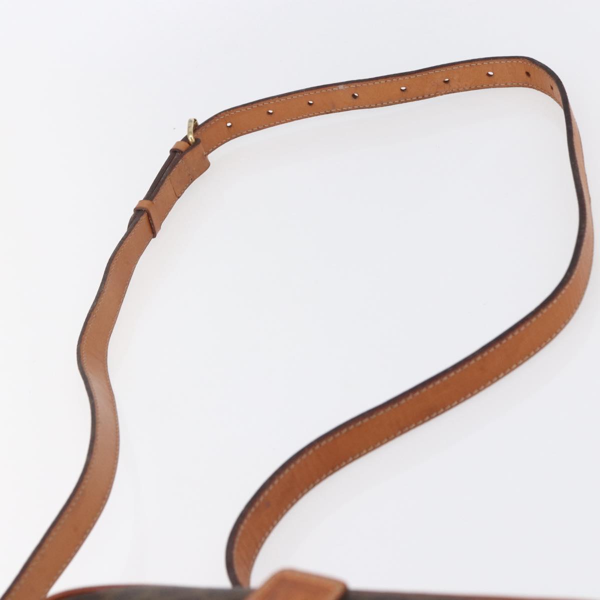 CELINE Macadam Canvas Shoulder Bag PVC Leather Brown Gold Auth 151051