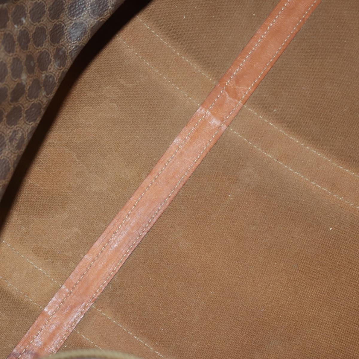 CELINE Macadam Canvas Boston Bag PVC Brown Gold Auth 151052