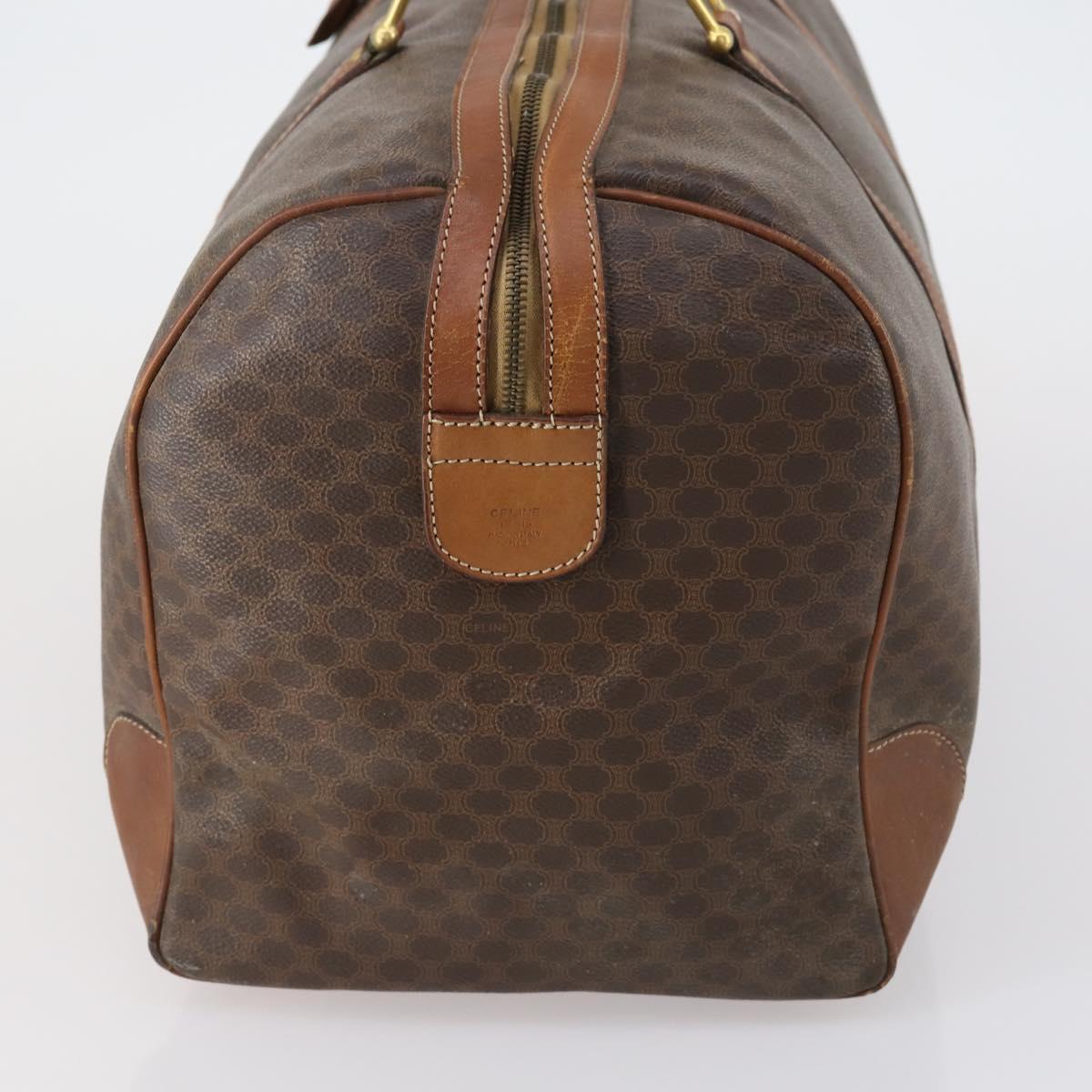 CELINE Macadam Canvas Boston Bag PVC Brown Gold Auth 151052