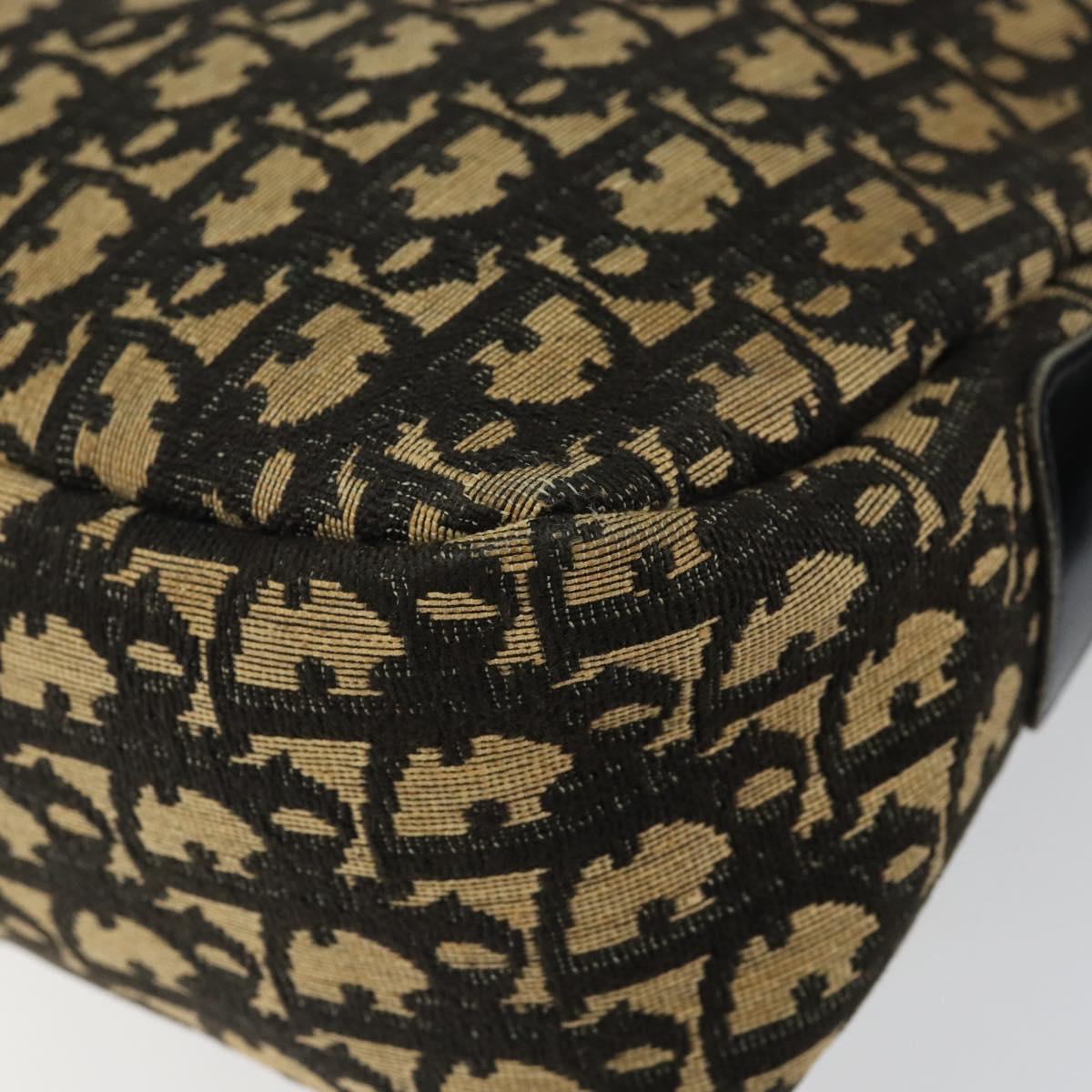 Christian Dior Trotter Canvas Shoulder Bag Navy Gold Auth 151053