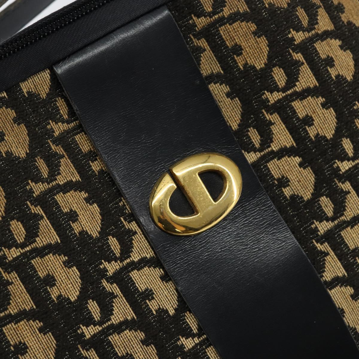 Christian Dior Trotter Canvas Shoulder Bag Navy Gold Auth 151053