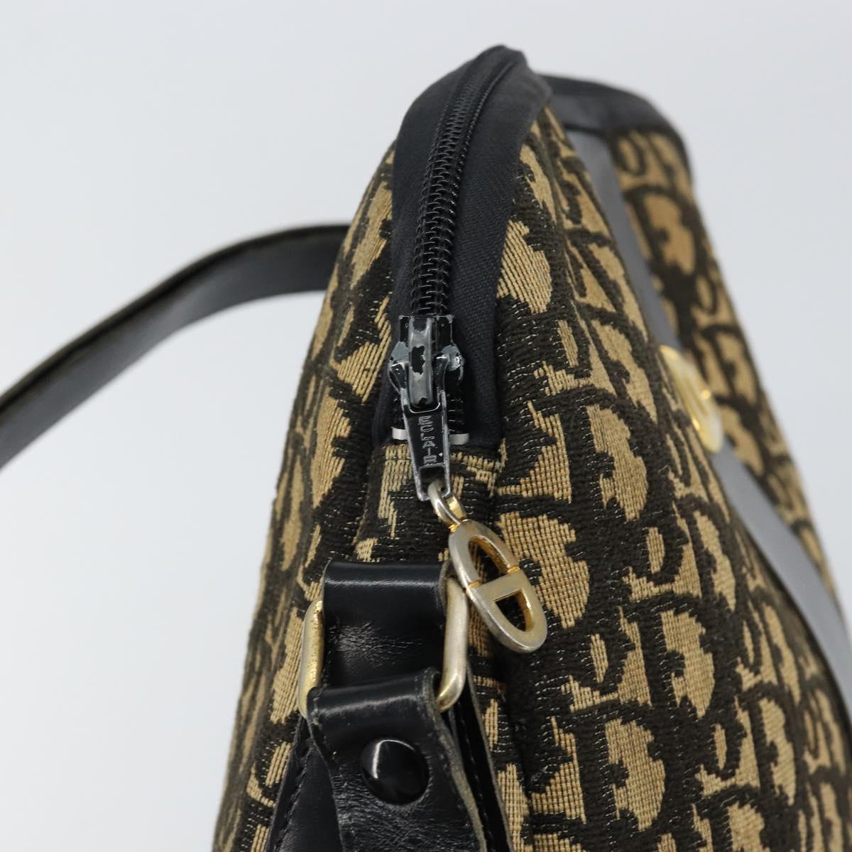 Christian Dior Trotter Canvas Shoulder Bag Navy Gold Auth 151053