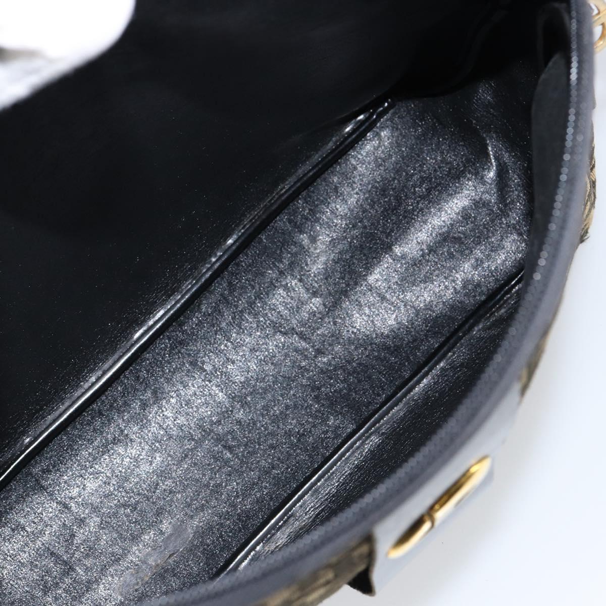 Christian Dior Trotter Canvas Shoulder Bag Navy Gold Auth 151053