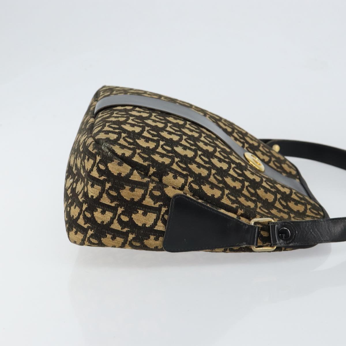 Christian Dior Trotter Canvas Shoulder Bag Navy Gold Auth 151053