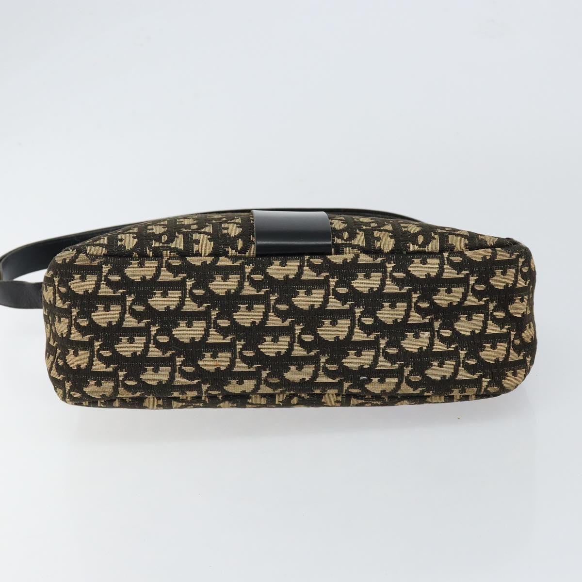 Christian Dior Trotter Canvas Shoulder Bag Navy Gold Auth 151053