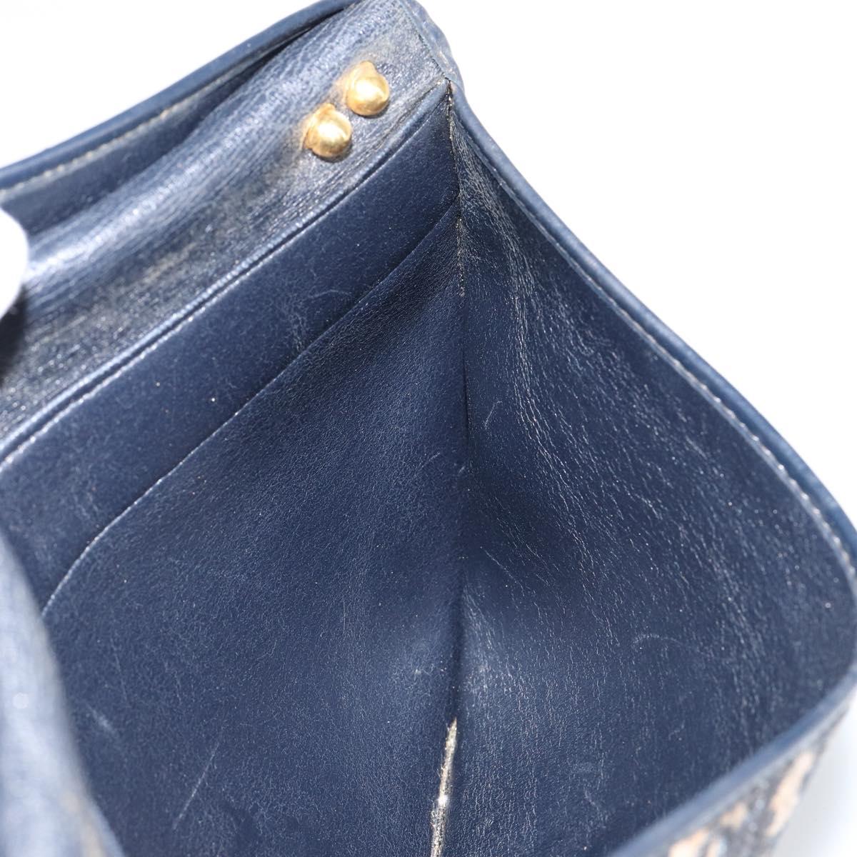 Christian Dior Trotter Canvas Shoulder Bag Navy Gold Auth 151054