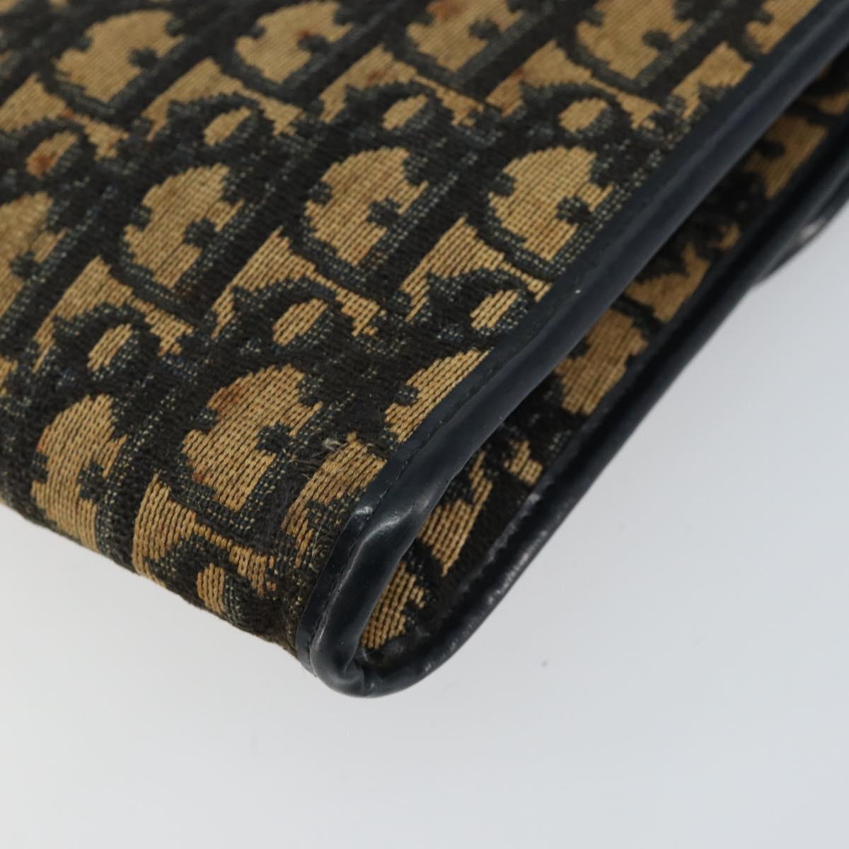 Christian Dior Trotter Canvas Chain Shoulder Bag Navy Gold Auth 151055